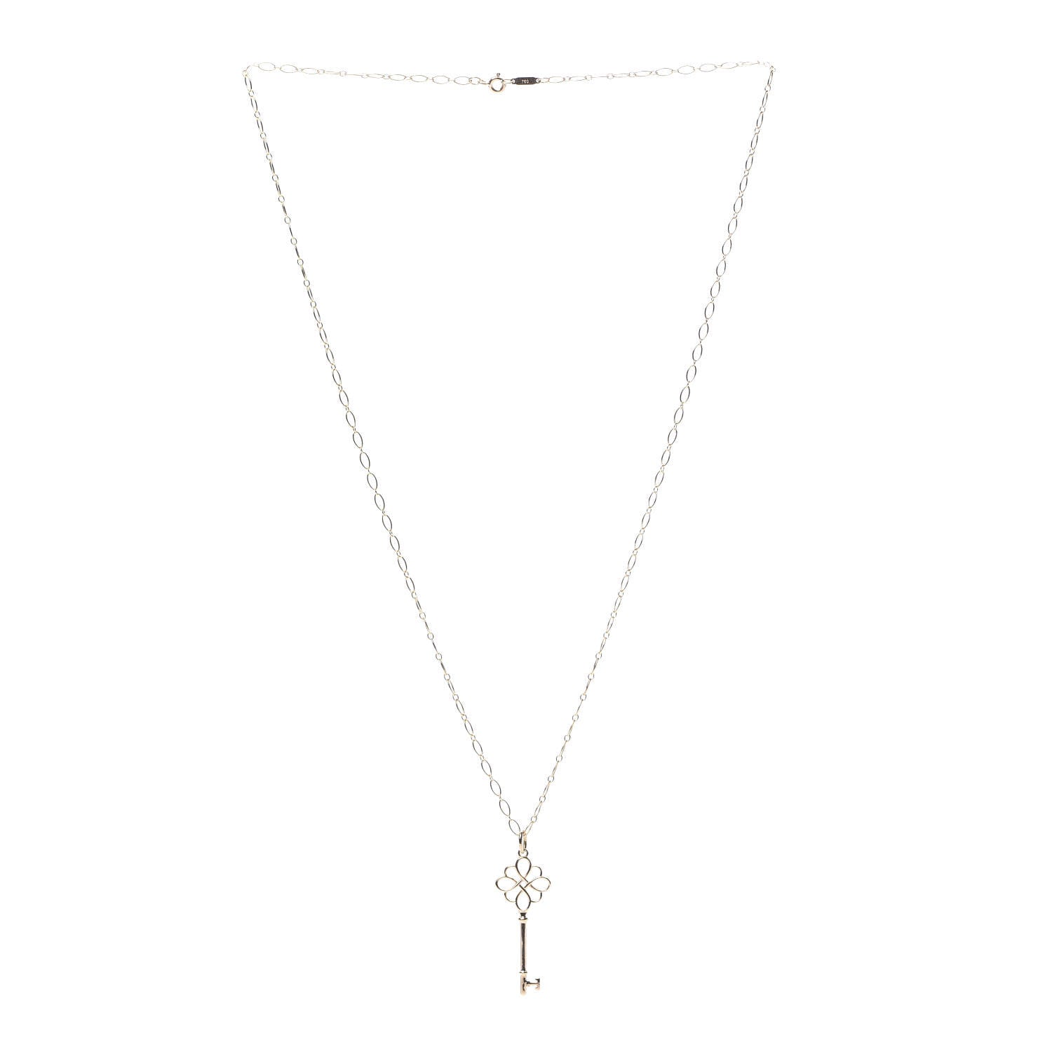 Tiffany 18K Rose Gold Knot Key Pendant Necklace 3 of 6