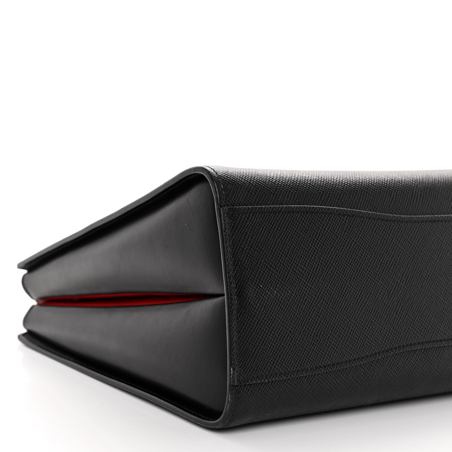 Prada Saffiano Cuir Calfskin Large Double Handle Bag Black Fuoco 8 of 10
