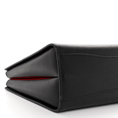 Prada Saffiano Cuir Calfskin Large Double Handle Bag Black Fuoco 8 of 10