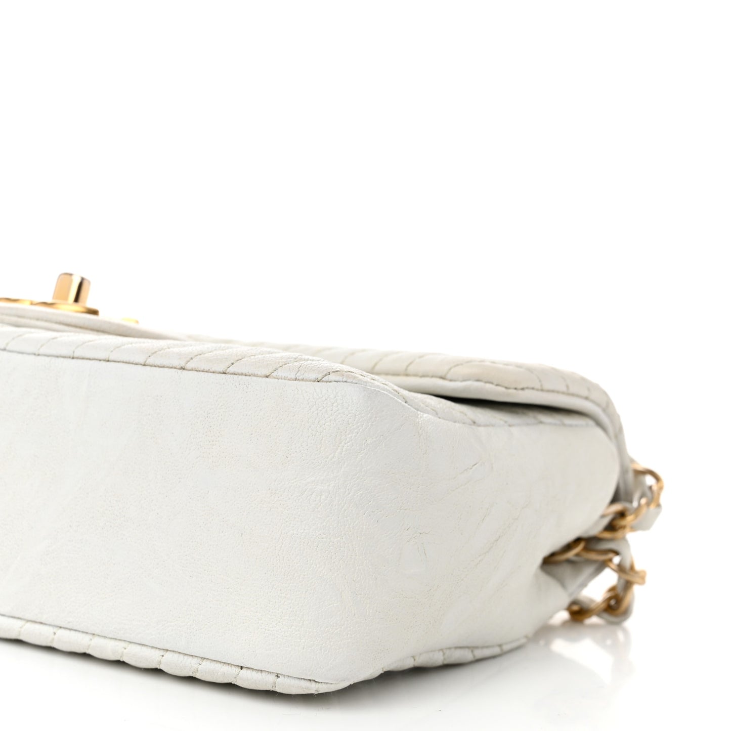 Calfskin Surpique Chevron Small Flap White