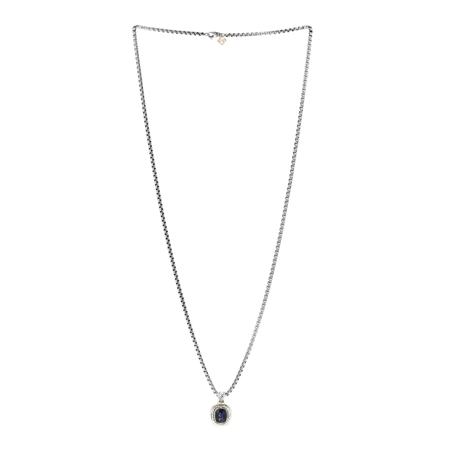 Sterling Silver 14K Yellow Gold Iolite 10mm Albion Pendant Necklace