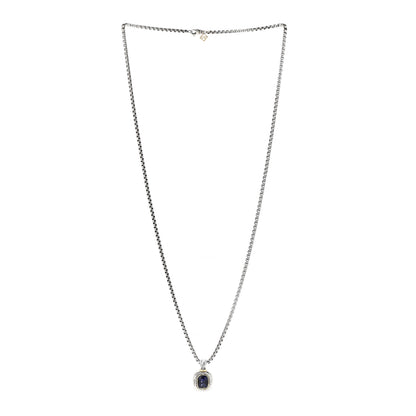 David Yurman Sterling Silver 14K Yellow Gold Iolite 10mm Albion Pendant Necklace 3 of 6
