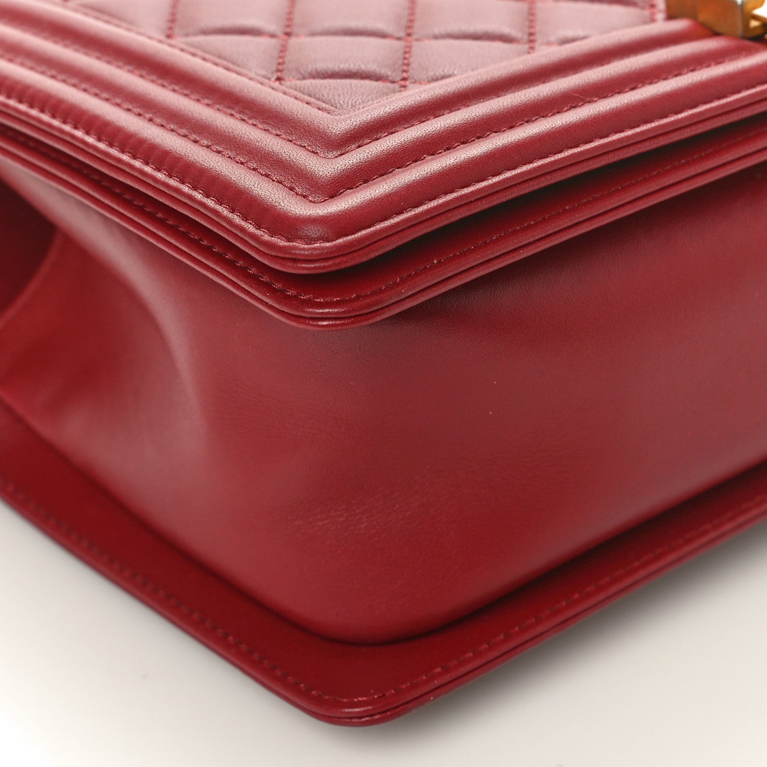 Chanel Lambskin Quilted Medium Boy Flap Dark Red 9 of 10
