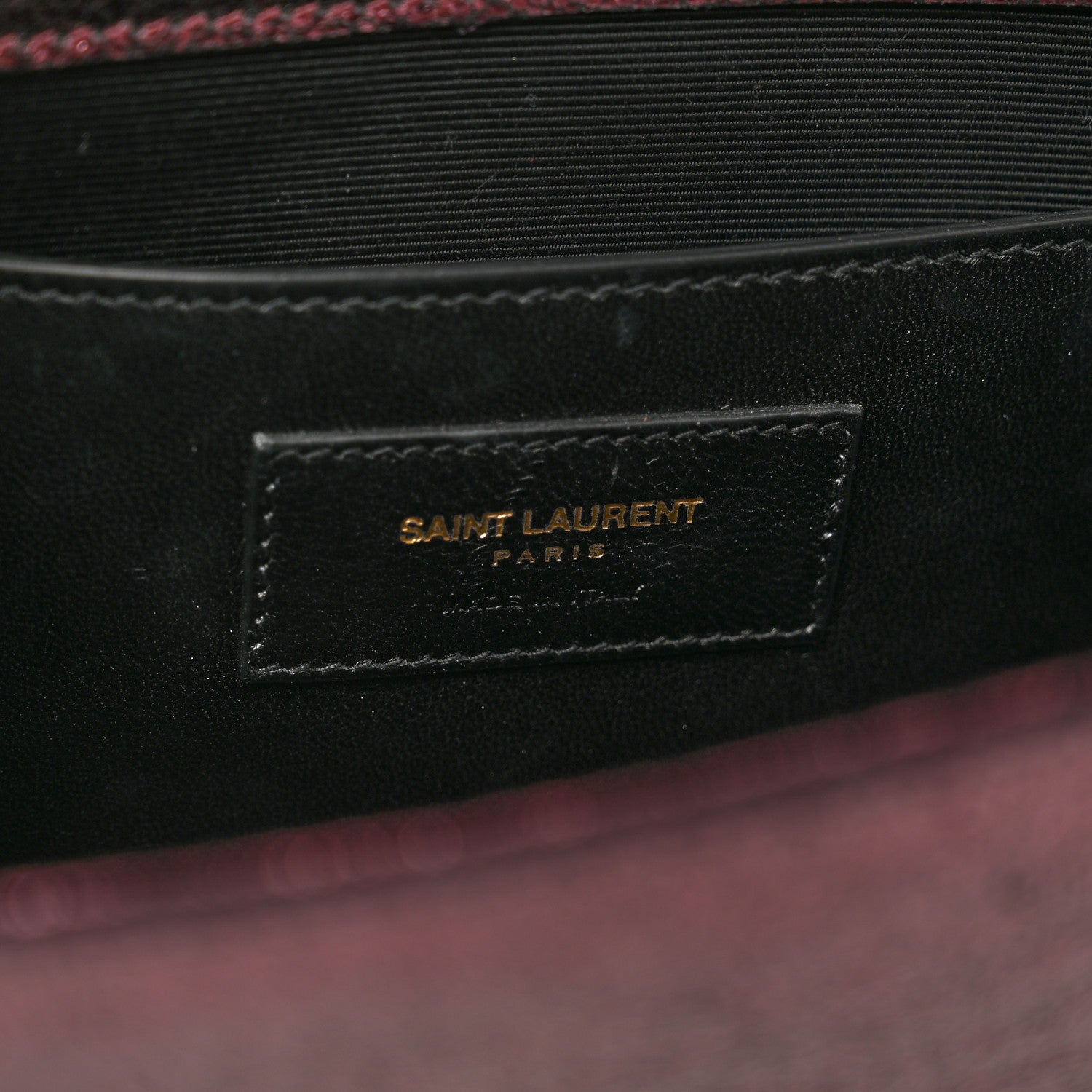 Saint Laurent Metallic Calfskin Snakeskin Embossed Classic Monogram Tassel Clutch Purple 6 of 8
