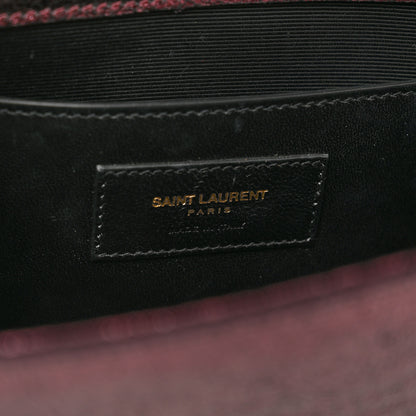 Saint Laurent Metallic Calfskin Snakeskin Embossed Classic Monogram Tassel Clutch Purple 6 of 8
