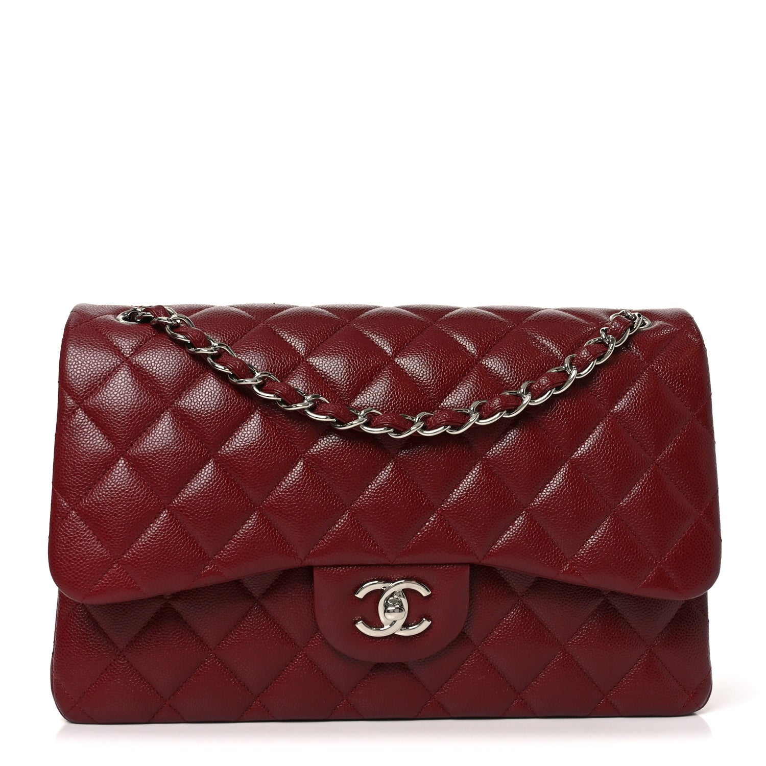 Chanel Caviar Quilted Jumbo Double Flap Burgundy 1 of 10