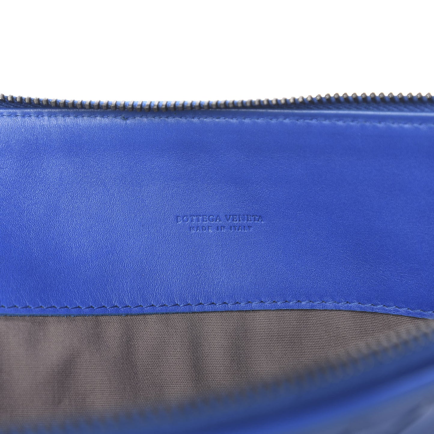 Nappa Intrecciato Flat Zip Pouch Blue