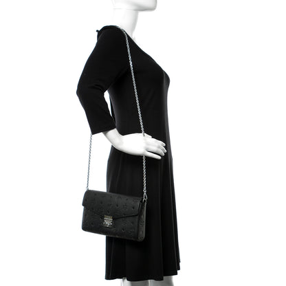 MCM Calfskin Ottomar Monogram Medium Millie Crossbody Bag Black 2 of 8