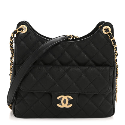 Chanel Caviar Quilted Wavy CC Hobo Black 1 of 11