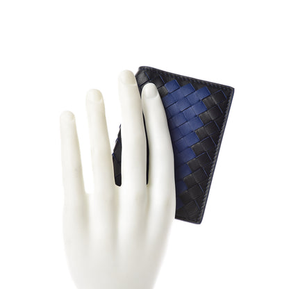 Bottega Veneta Intrecciato VN Card Case Black Blue 2 of 8