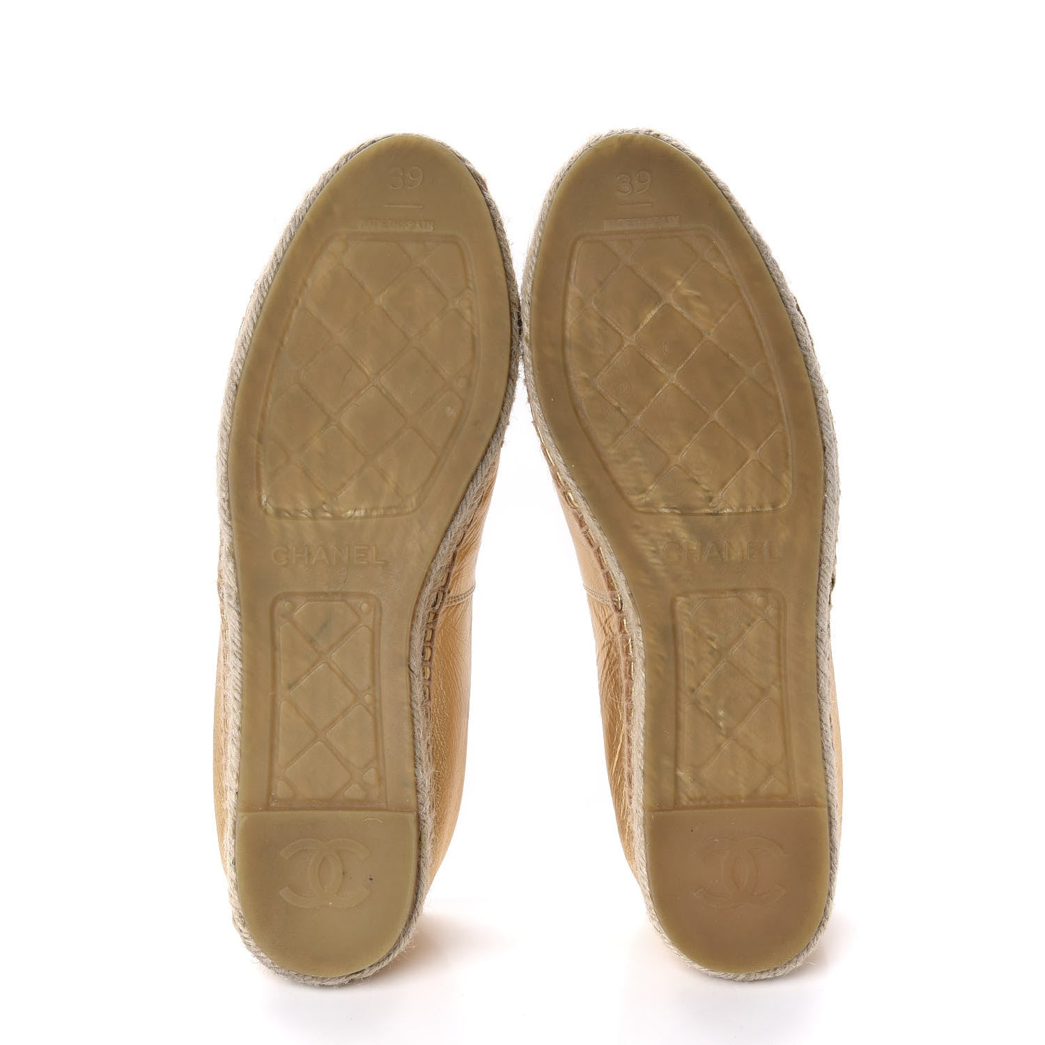 Chanel Laminated Lambskin Grosgrain CC Espadrilles 39 Gold Black 5 of 11