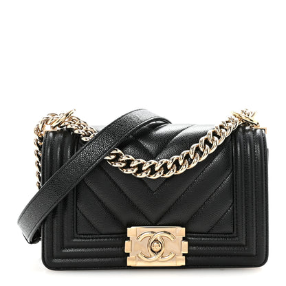 Chanel Caviar Chevron Quilted Small Boy Flap Black 1 of 10