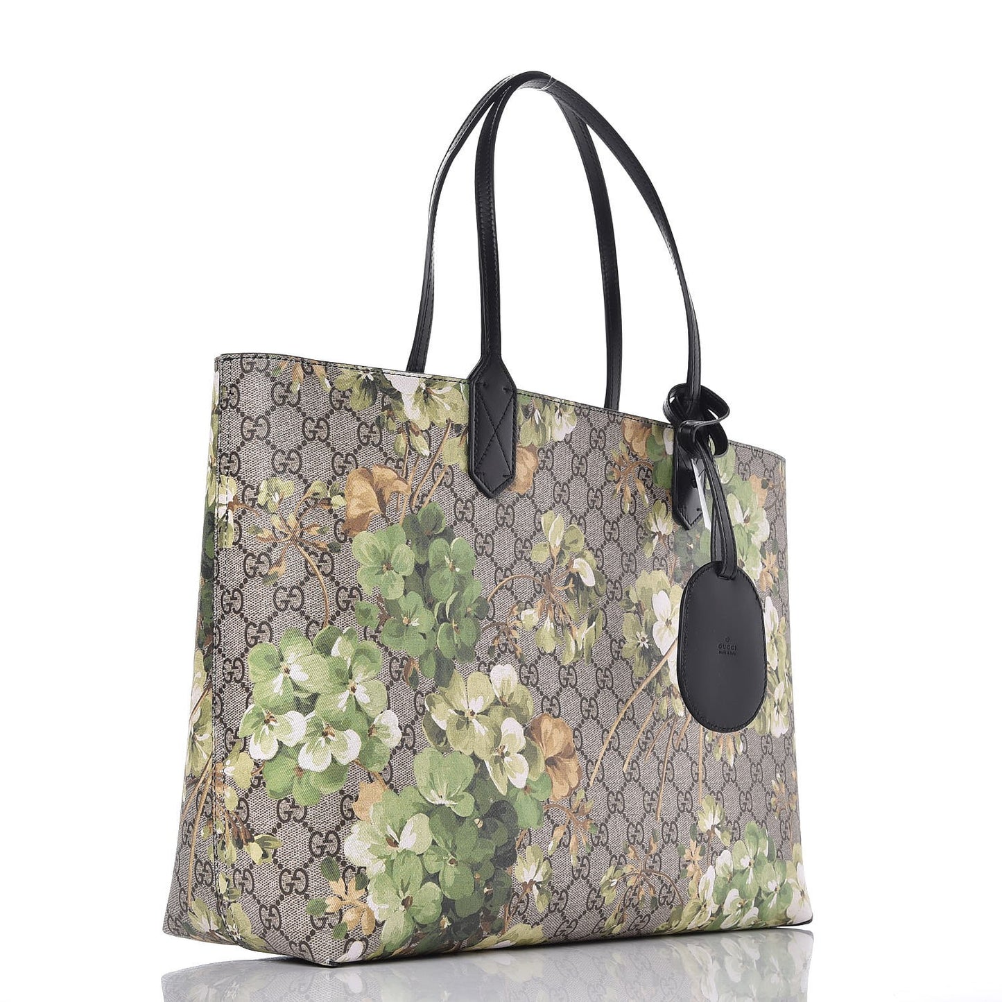 GG Supreme Monogram Blooms Medium Reversible Tote Beige New Military Black