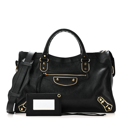 Balenciaga Chevre Gold Metallic Edge Hardware City Black 3 of 11
