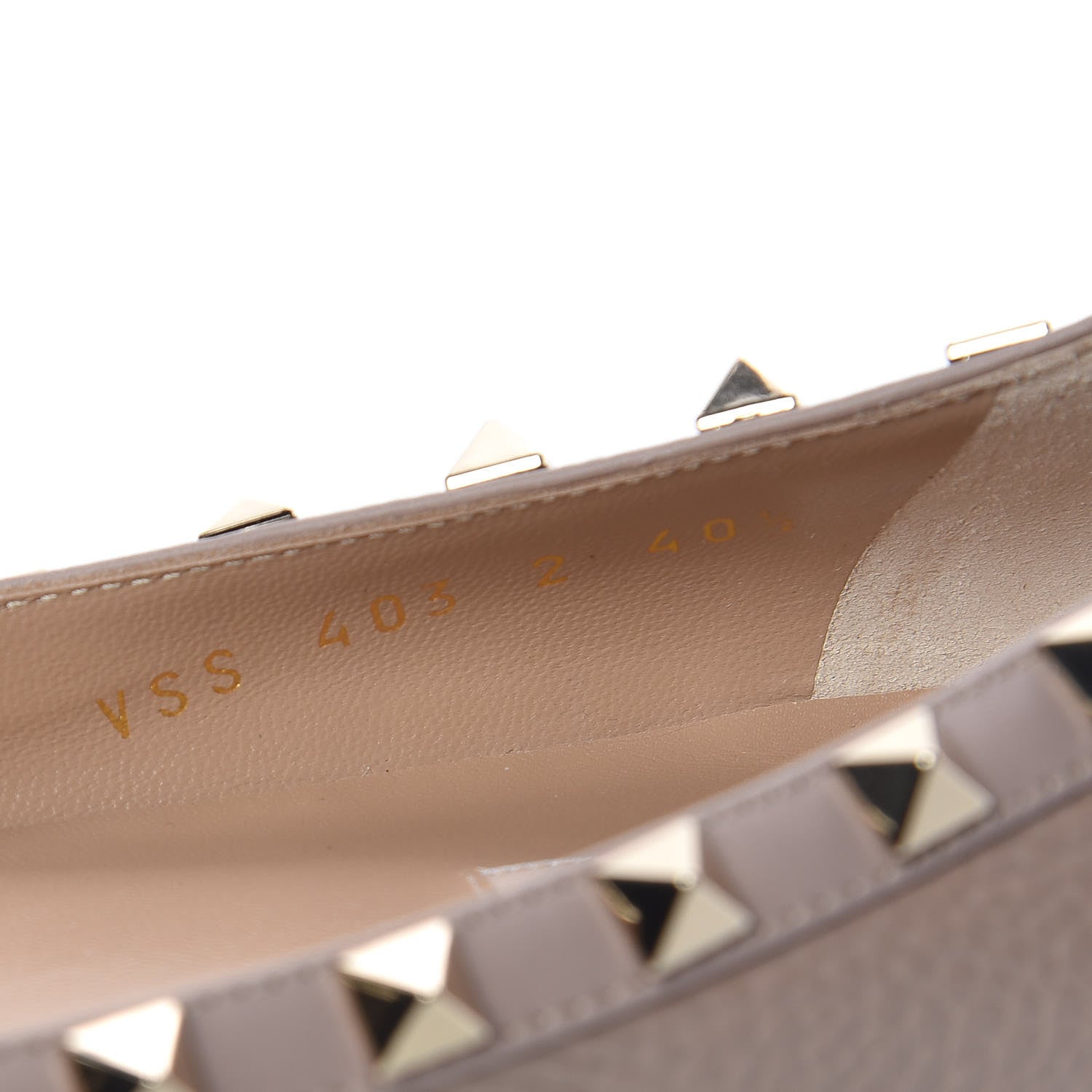 Valentino Garavani Pebbled Calfskin Rockstud Ballerina Flats 40.5 Poudre 8 of 9