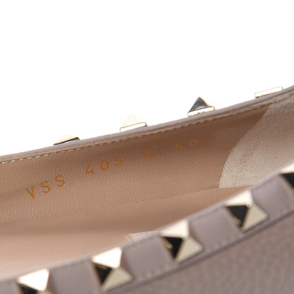 Valentino Garavani Pebbled Calfskin Rockstud Ballerina Flats 40.5 Poudre 8 of 9