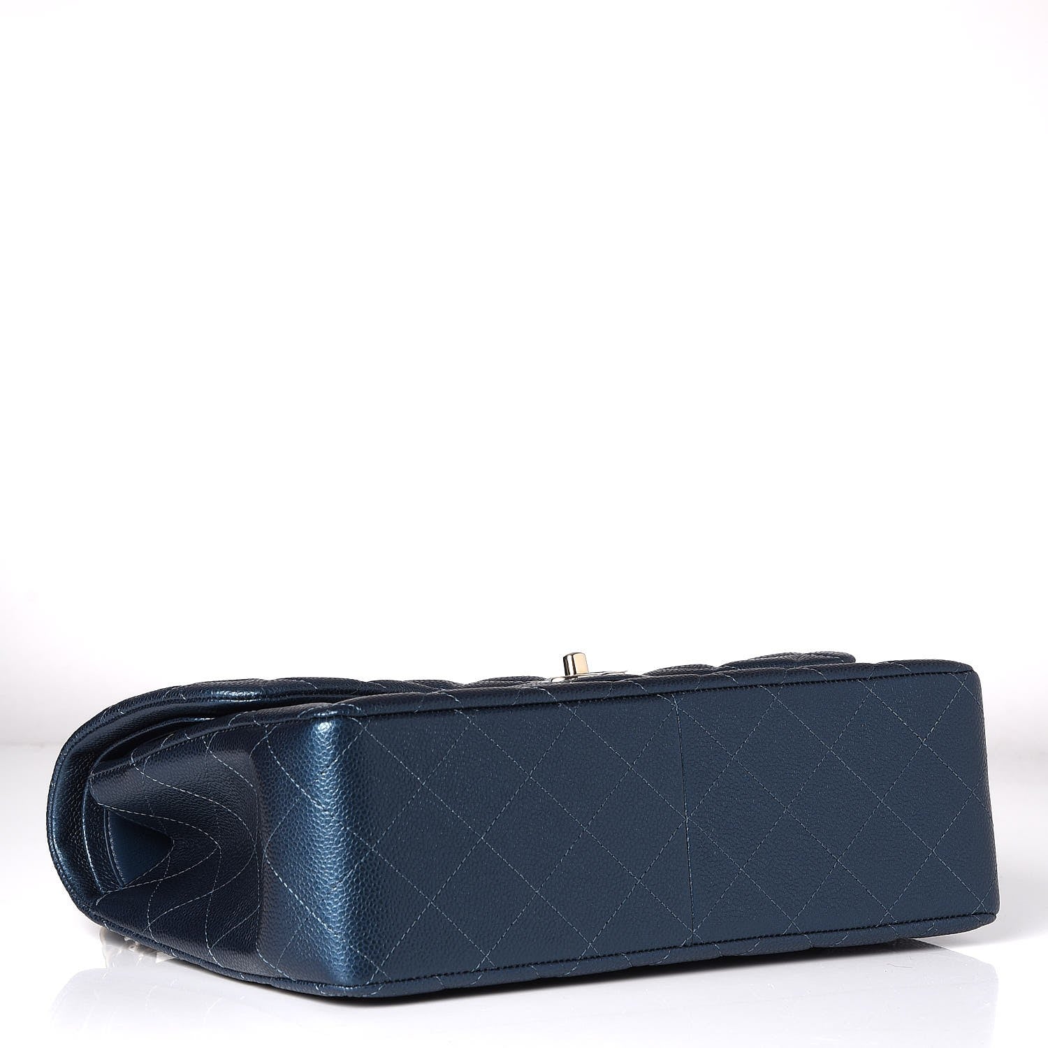 Chanel Metallic Caviar Quilted Jumbo Double Flap Dark Blue 5 of 10