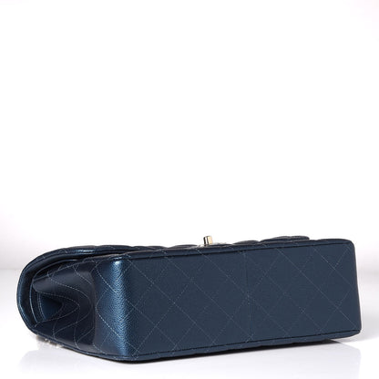 Chanel Metallic Caviar Quilted Jumbo Double Flap Dark Blue 5 of 10