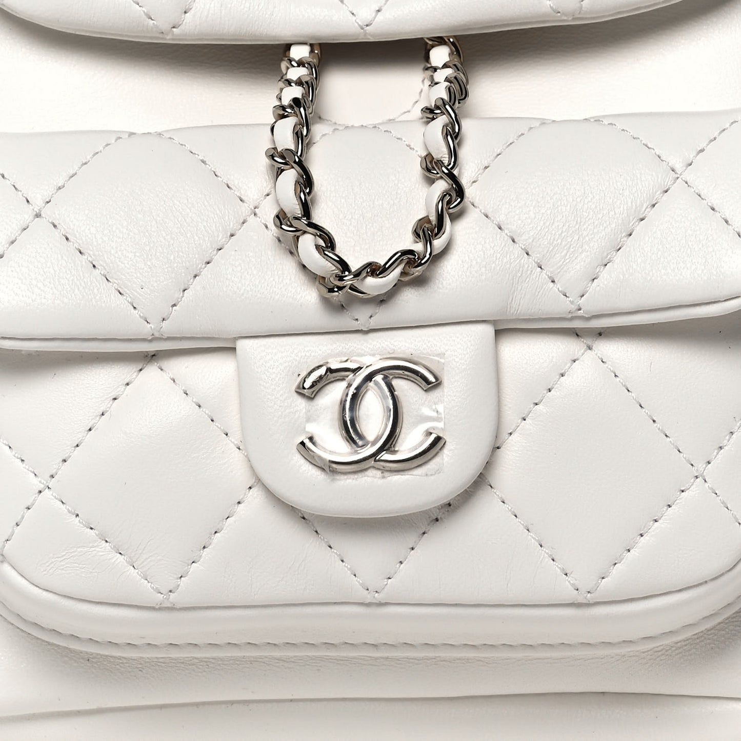 Lambskin Quilted Small Duma Drawstring Backpack White