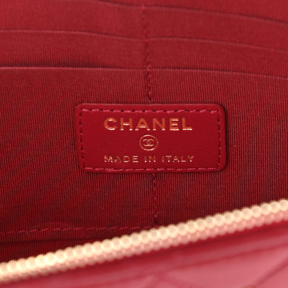 Chanel Lambskin Quilted All About Chanel Charm Wristlet Wallet Red 6 of 9