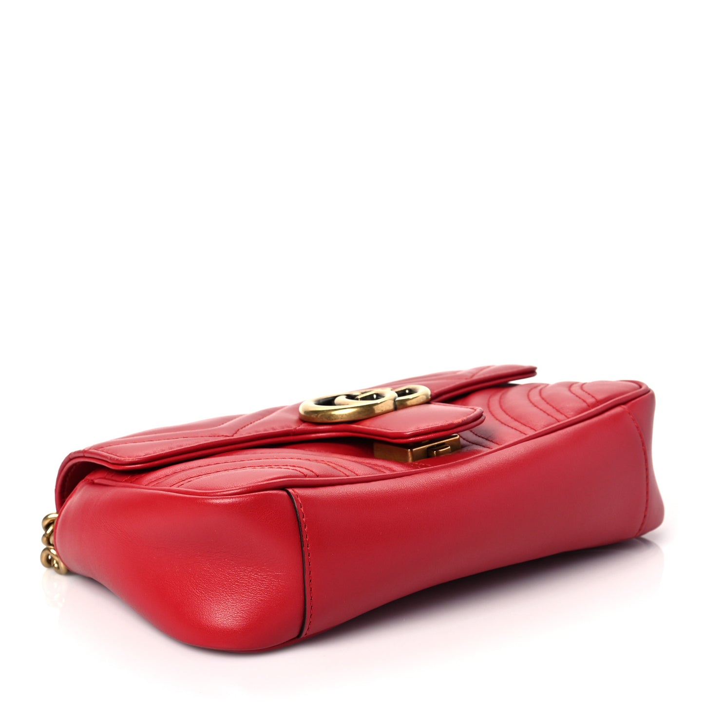 Calfskin Matelasse Mini GG Marmont Shoulder Bag Hibiscus Red
