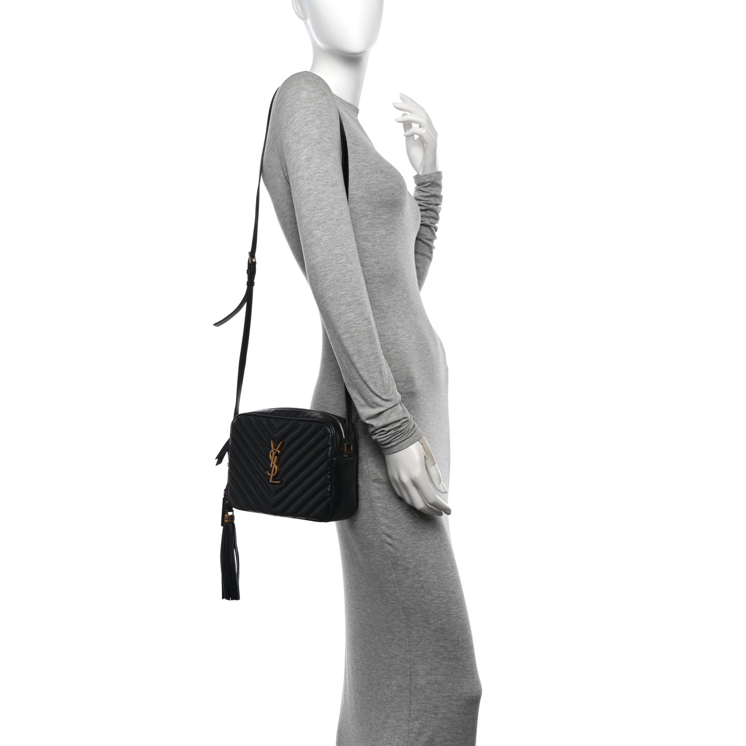 Saint Laurent Calfskin Matelasse Monogram Lou Camera Bag Black 2 of 10