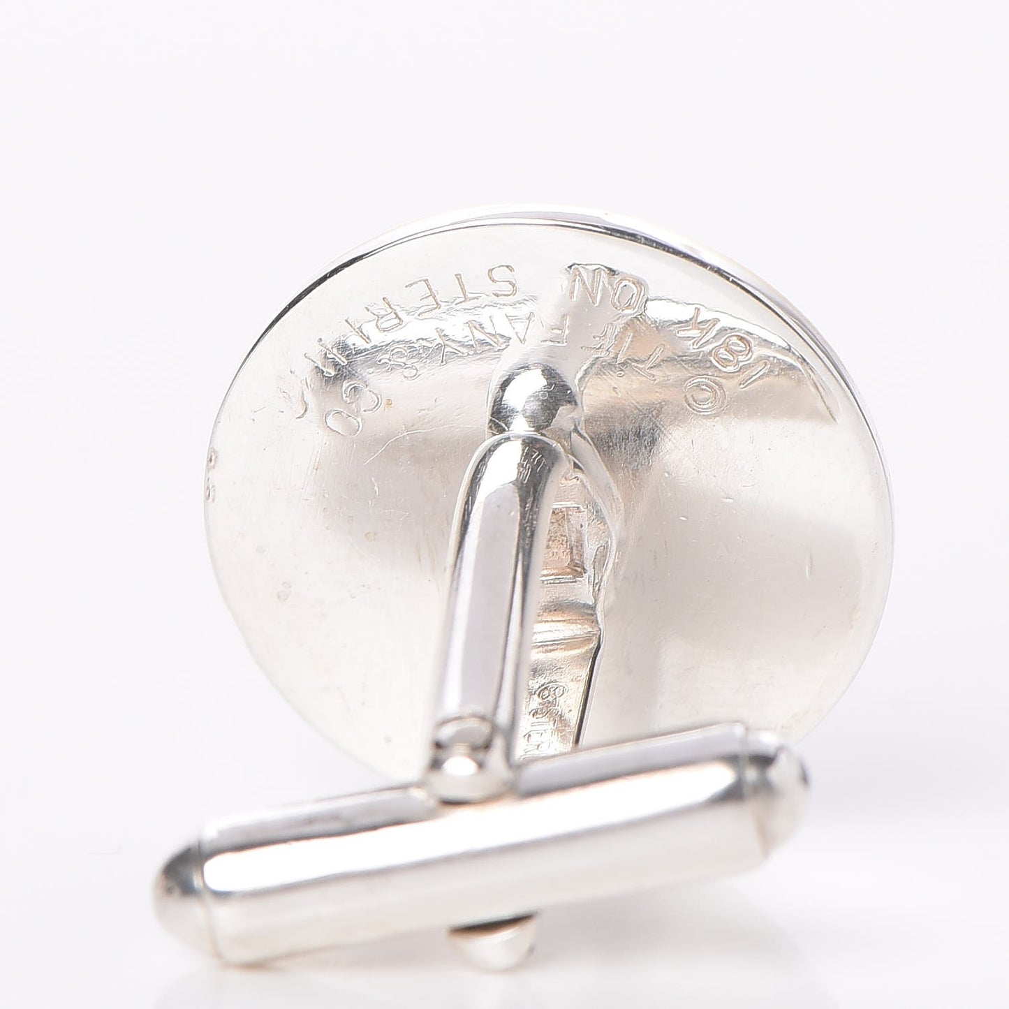 18K Yellow Gold Sterling Silver Circle Cufflinks