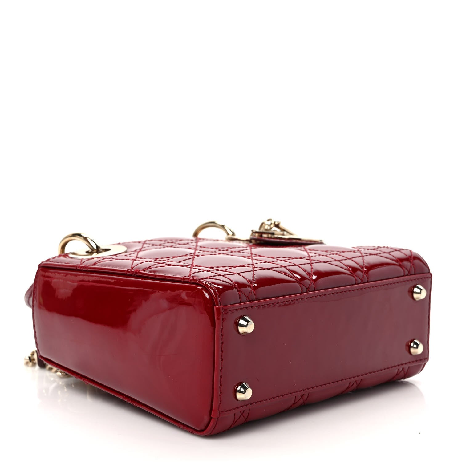 Christian Dior Patent Cannage Mini Lady Dior Red 4 of 9