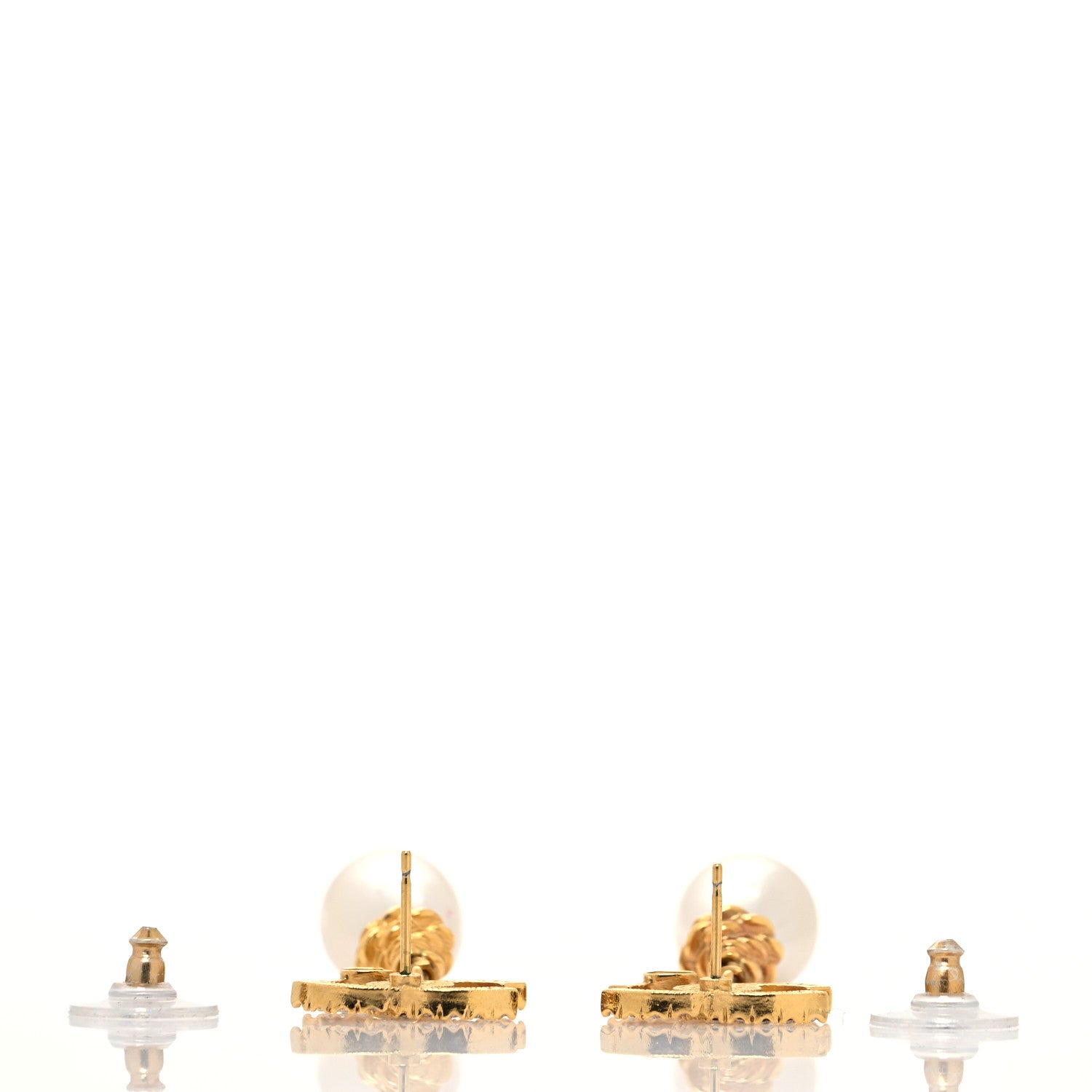 Chanel Crystal Pearl CC Braided Drop Earrings Gold 3 of 4