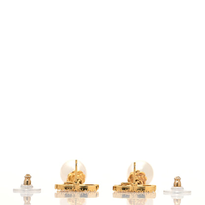 Chanel Crystal Pearl CC Braided Drop Earrings Gold 3 of 4
