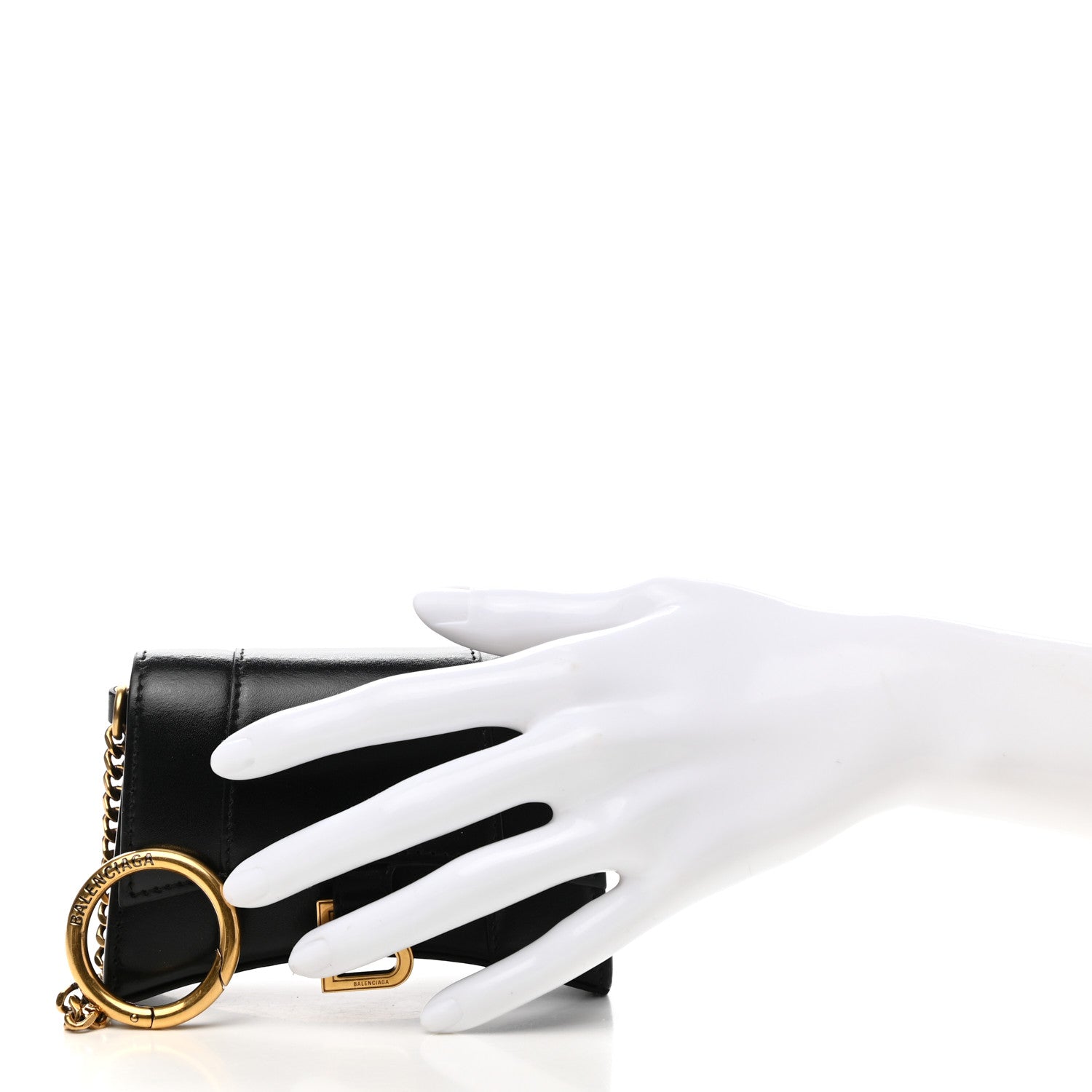 Balenciaga Shiny Box Calfskin Hourglass Chain Cardholder Black 2 of 9