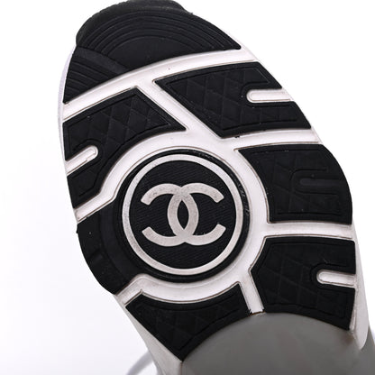 Chanel Fabric Suede Calfskin Stretch CC Sneakers 38 Beige Black 6 of 19
