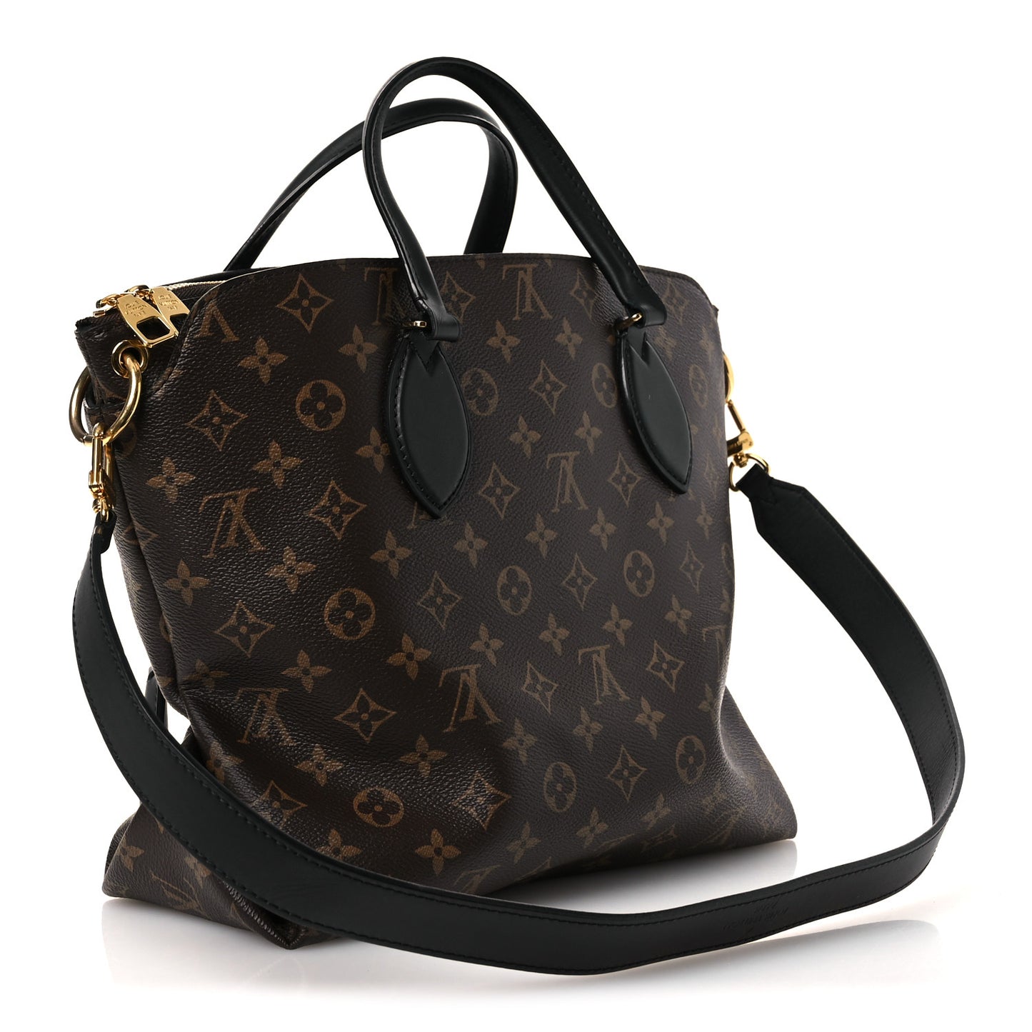 Monogram Flower Zipped Tote MM Black