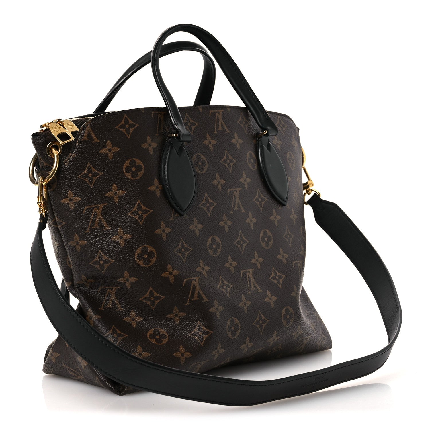 Louis Vuitton Monogram Flower Zipped Tote MM Black 3 of 10