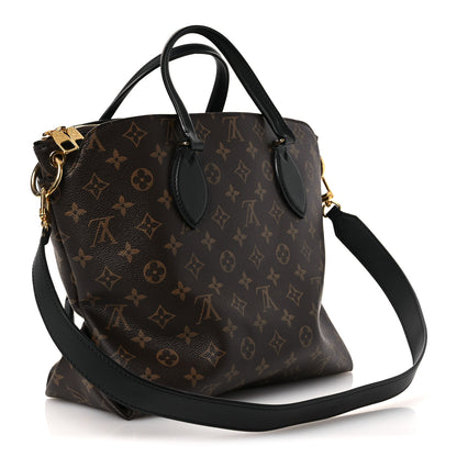 Louis Vuitton Monogram Flower Zipped Tote MM Black 3 of 10