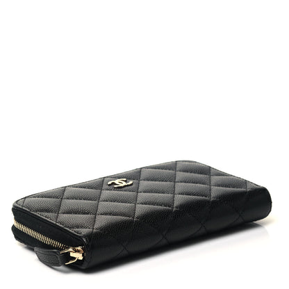Chanel Caviar Quilted Small Zip Around Wallet Black 7 of 9