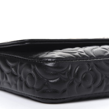 Chanel Lambskin Camellia Embossed Chain Belt Bag Black 9 of 13