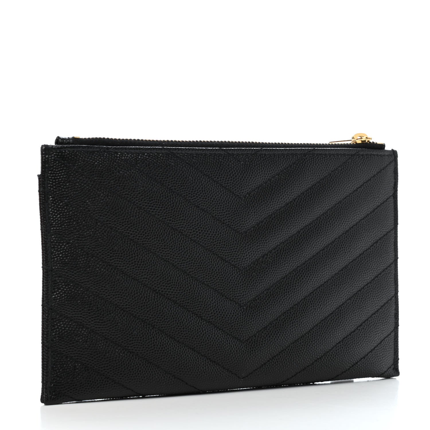 Saint Laurent Grain De Poudre Chevron Monogram Bill Pouch Black 2 of 4