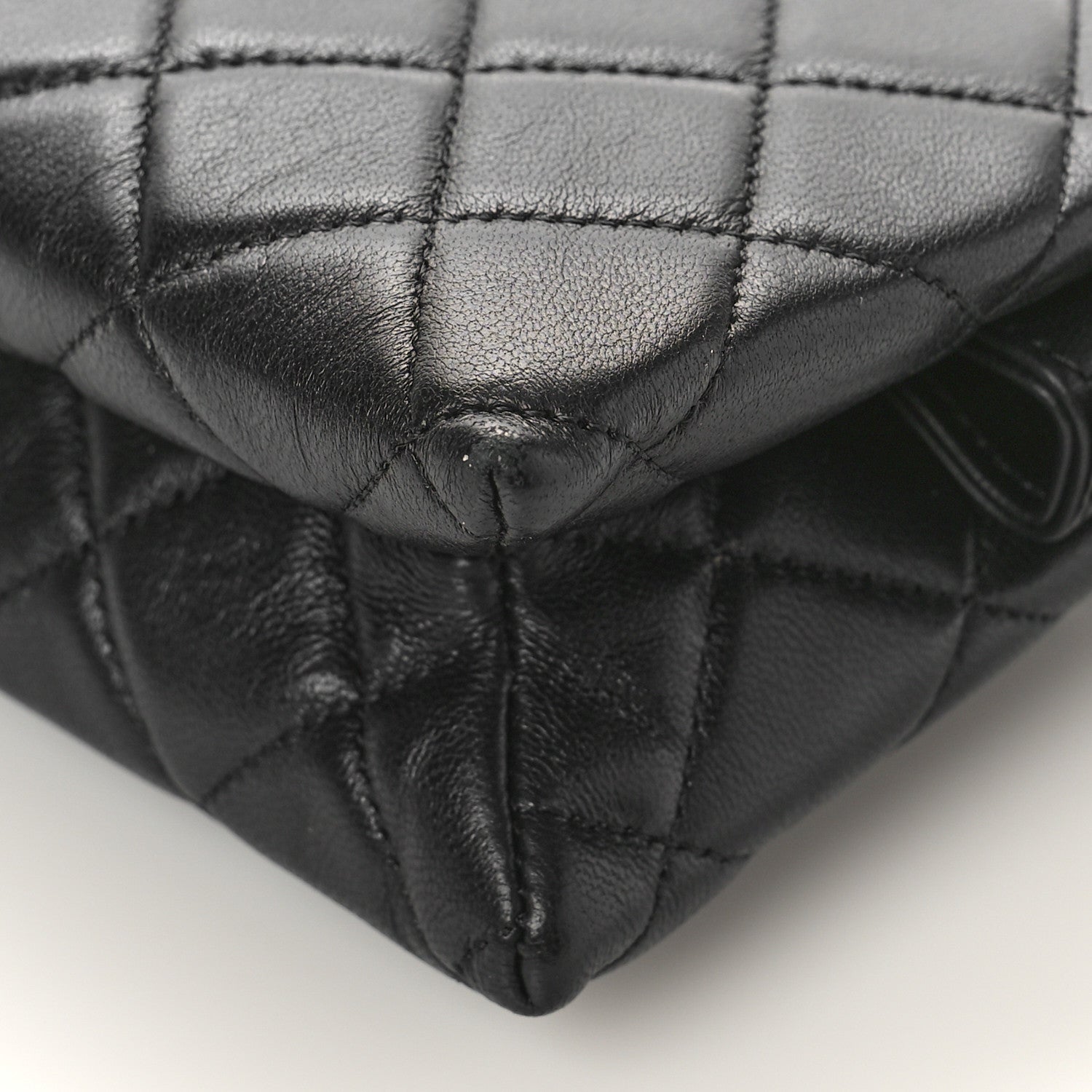 Chanel Lambskin Coco Charms Quilted Pouch Bag Black 9 of 9