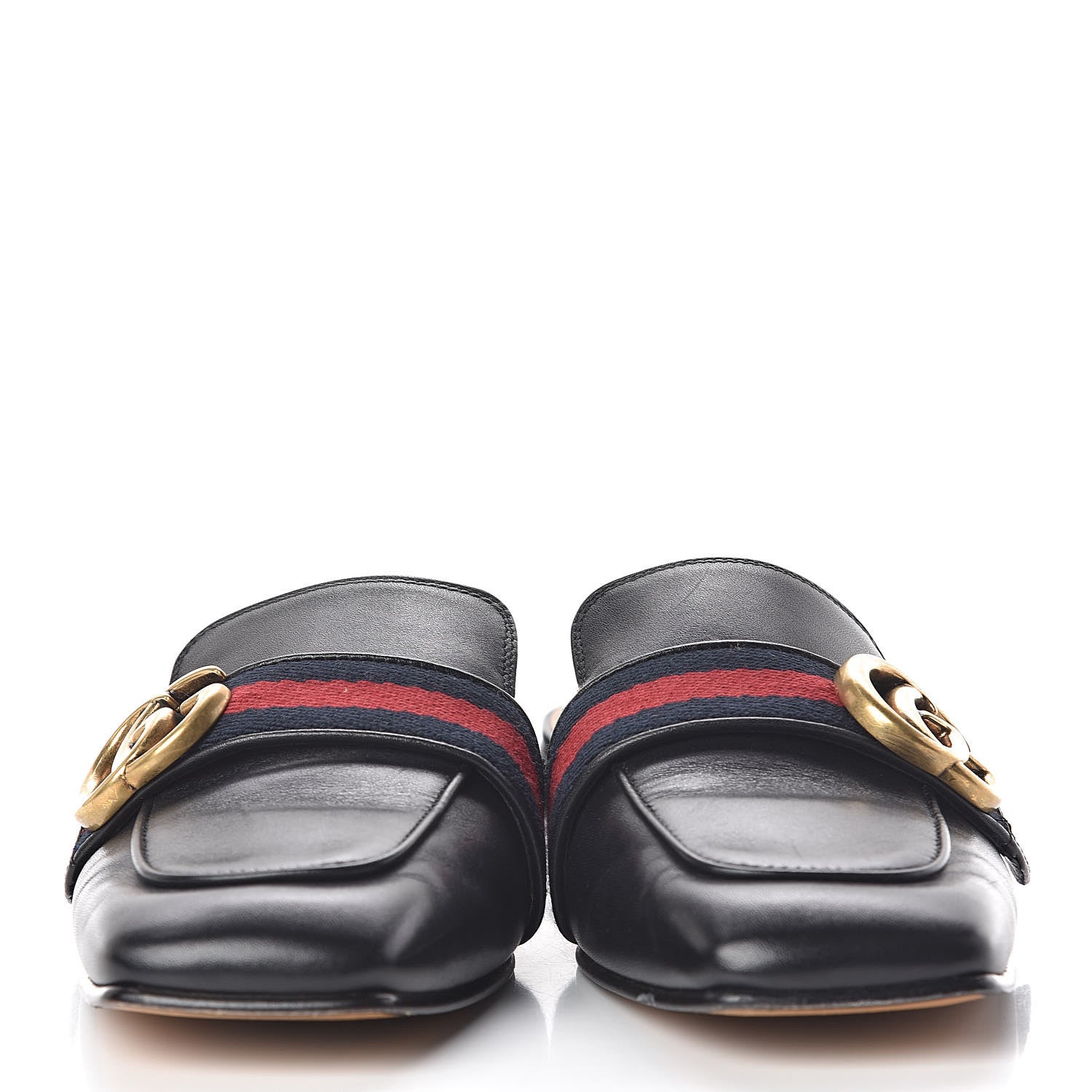 Gucci Calfskin Web Womens Peyton GG Slippers 35 Black 2 of 14