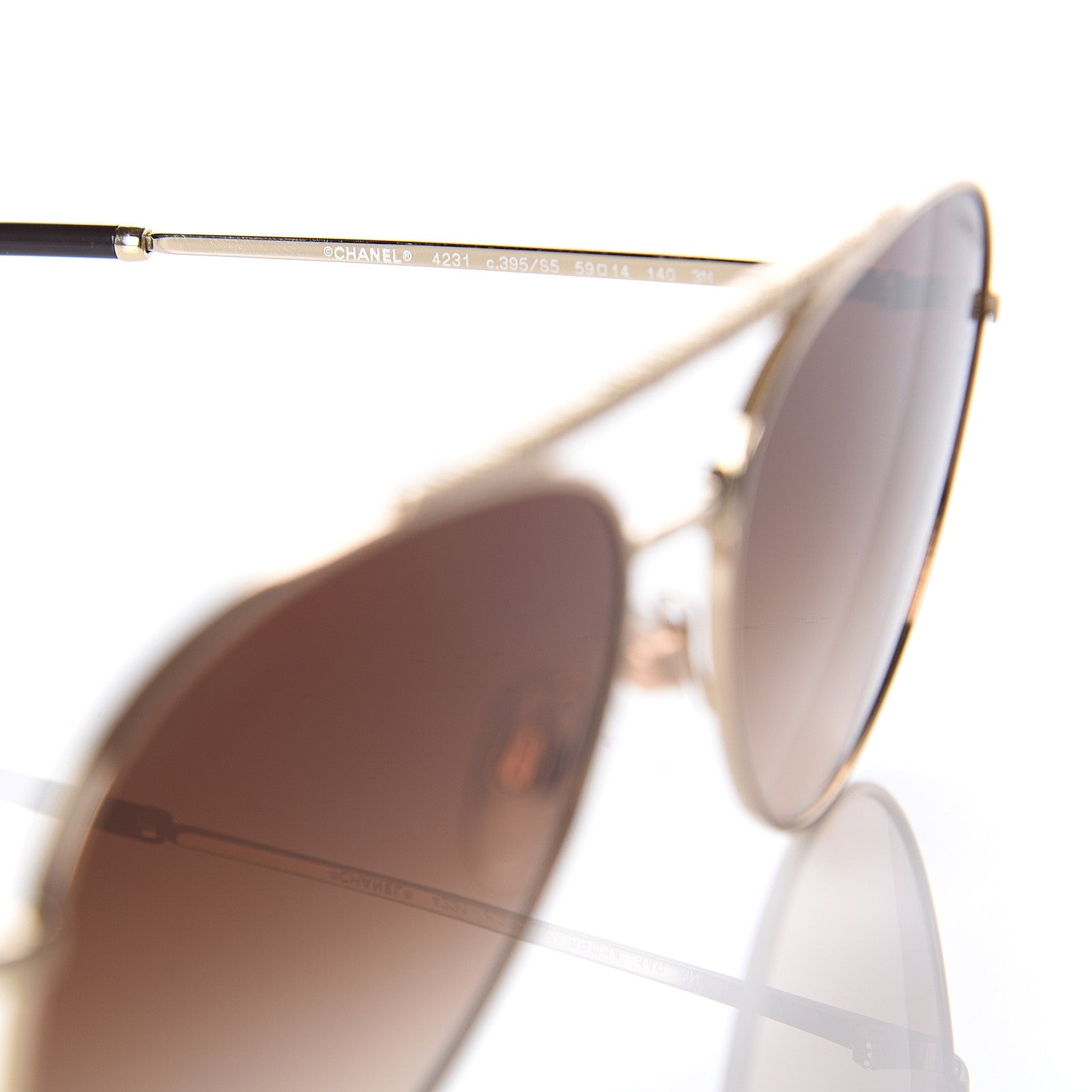 Chanel Aviator Metallic Pilot Sunglasses 4231 Gold 5 of 9