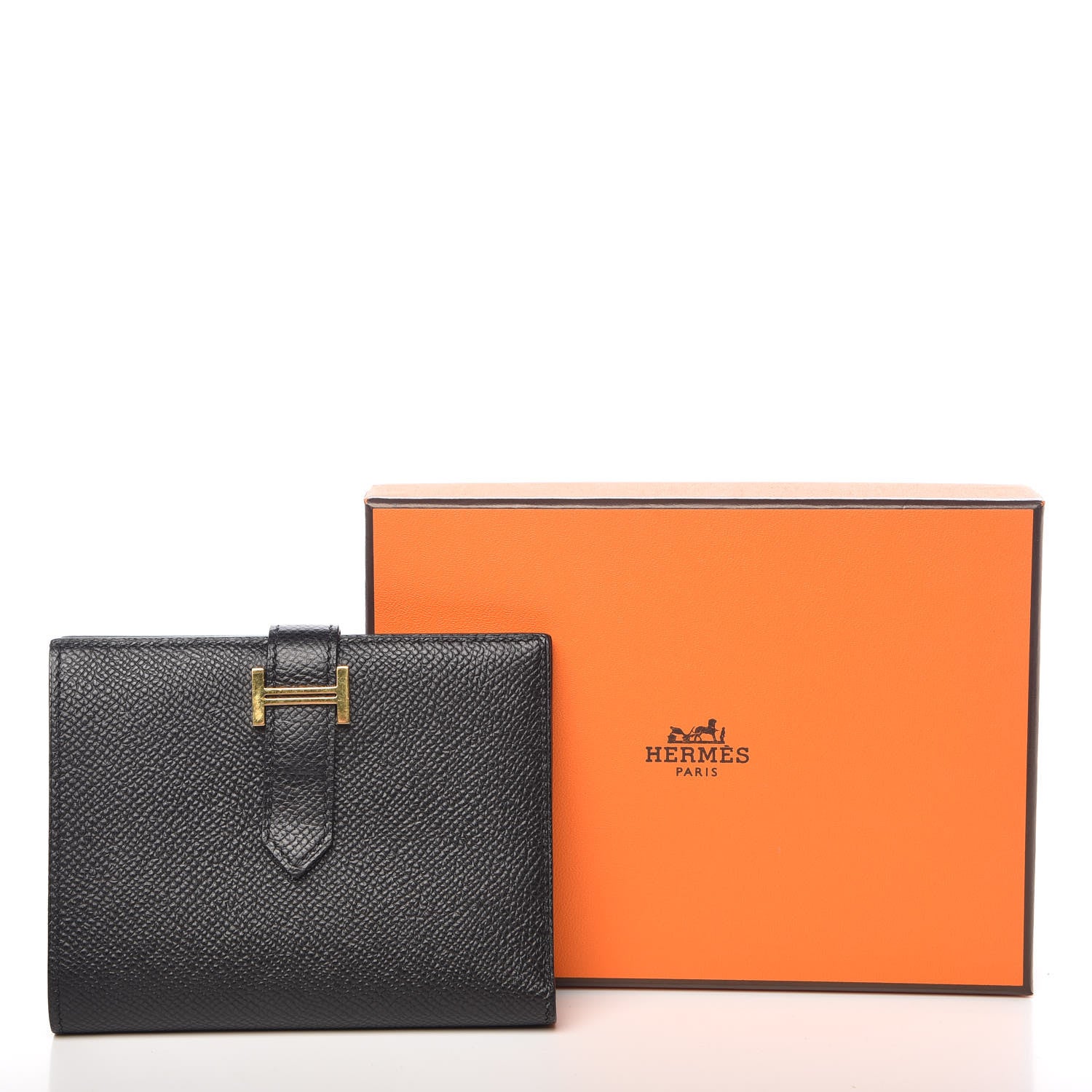 Hermes Epsom Bearn Compact Wallet Black 8 of 8