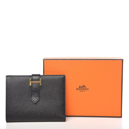 Hermes Epsom Bearn Compact Wallet Black 8 of 8