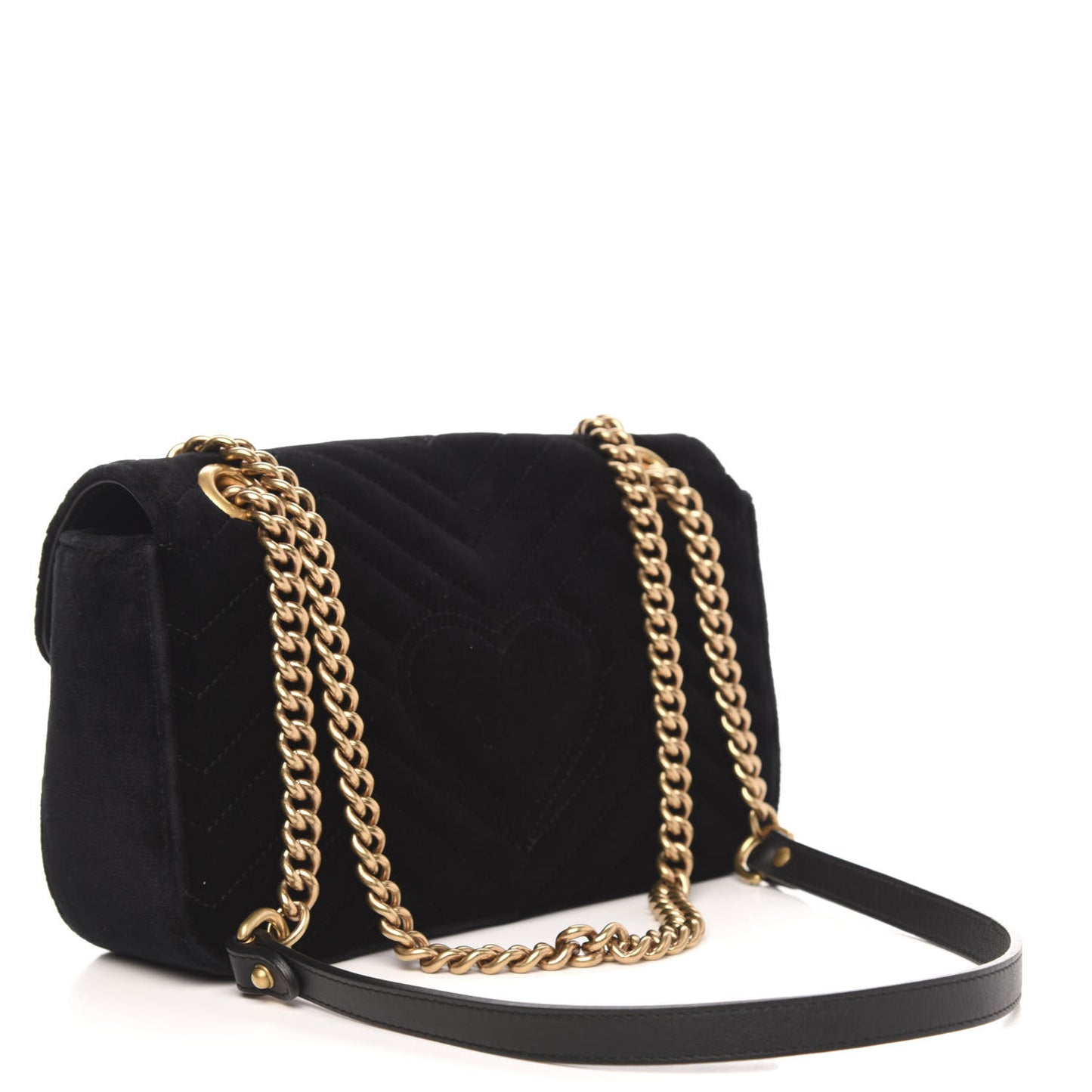 Velvet Matelasse Marquise Crystals Embroidered Small GG Marmont Shoulder Bag Black