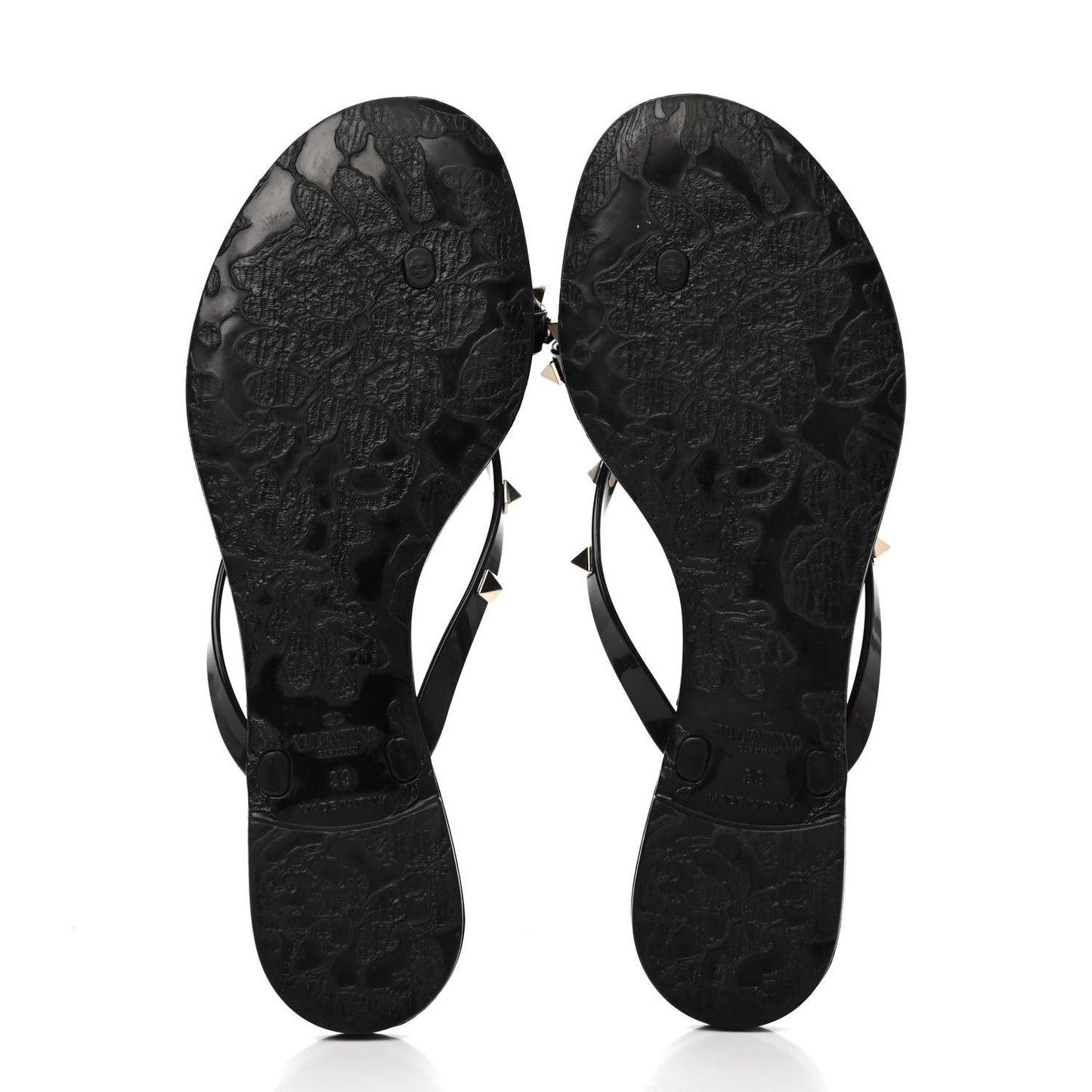 PVC Jelly Rockstud Bow Thong Sandals 39 Black