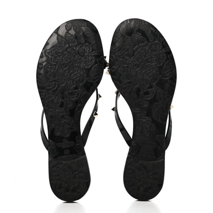 Valentino Garavani PVC Jelly Rockstud Bow Thong Sandals 39 Black 5 of 11