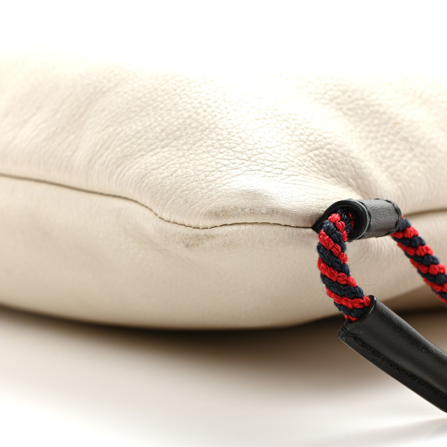 Calfskin Logo Drawstring Backpack Mystic White