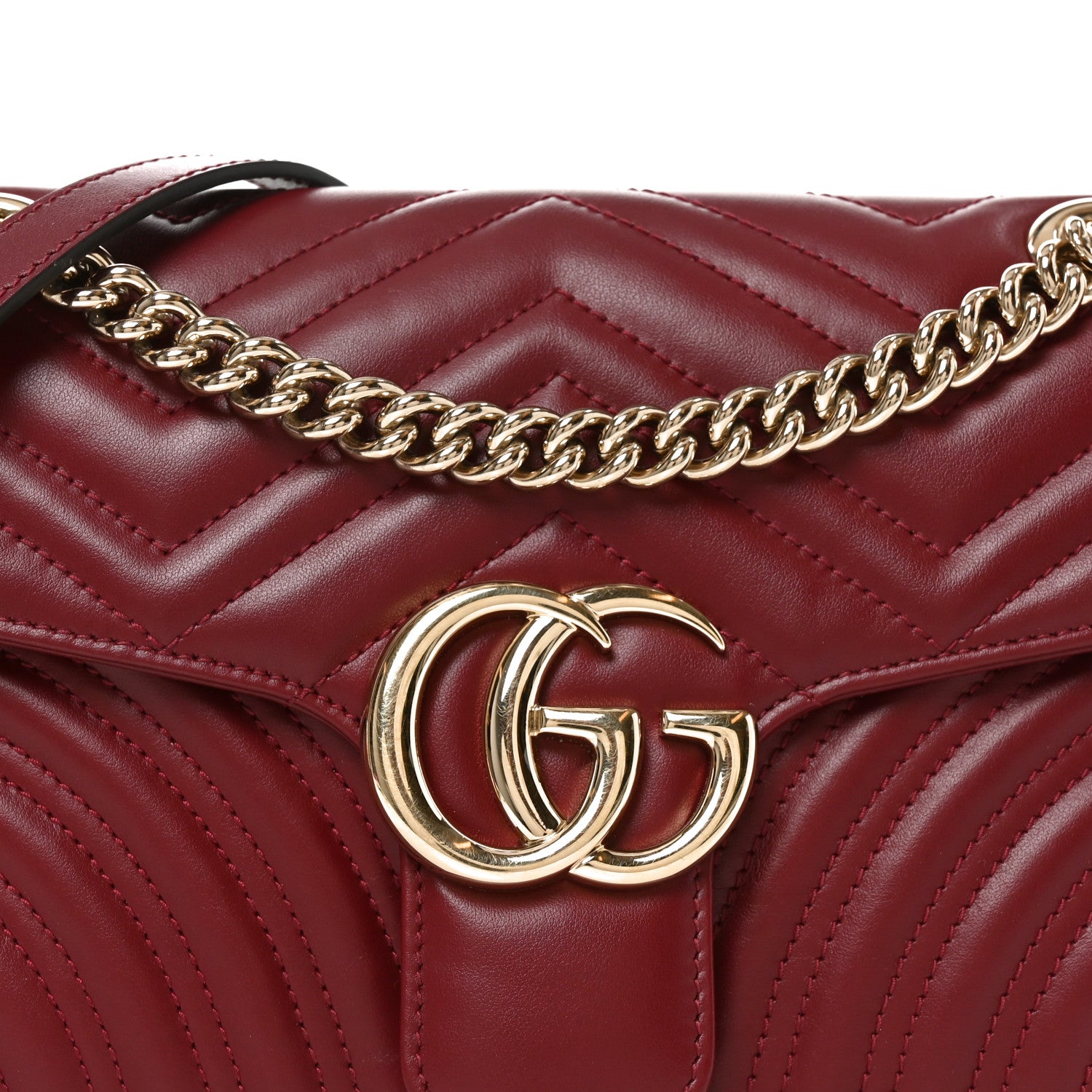 Gucci Calfskin Matelasse Small GG Marmont Shoulder Bag Rosso Ancora Red 8 of 10