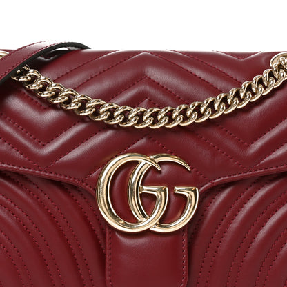 Gucci Calfskin Matelasse Small GG Marmont Shoulder Bag Rosso Ancora Red 8 of 10