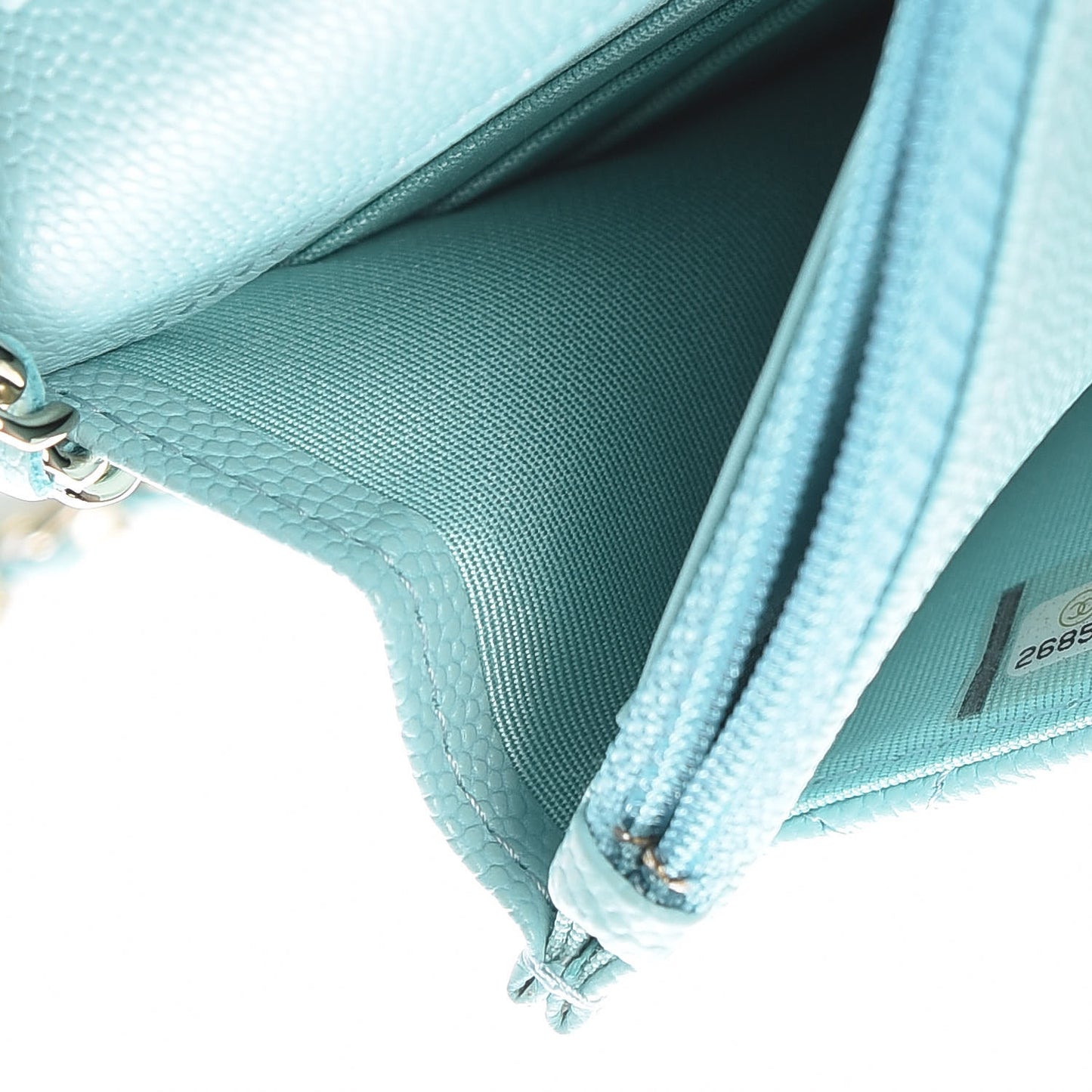 Caviar Quilted Wallet On Chain WOC Light Blue